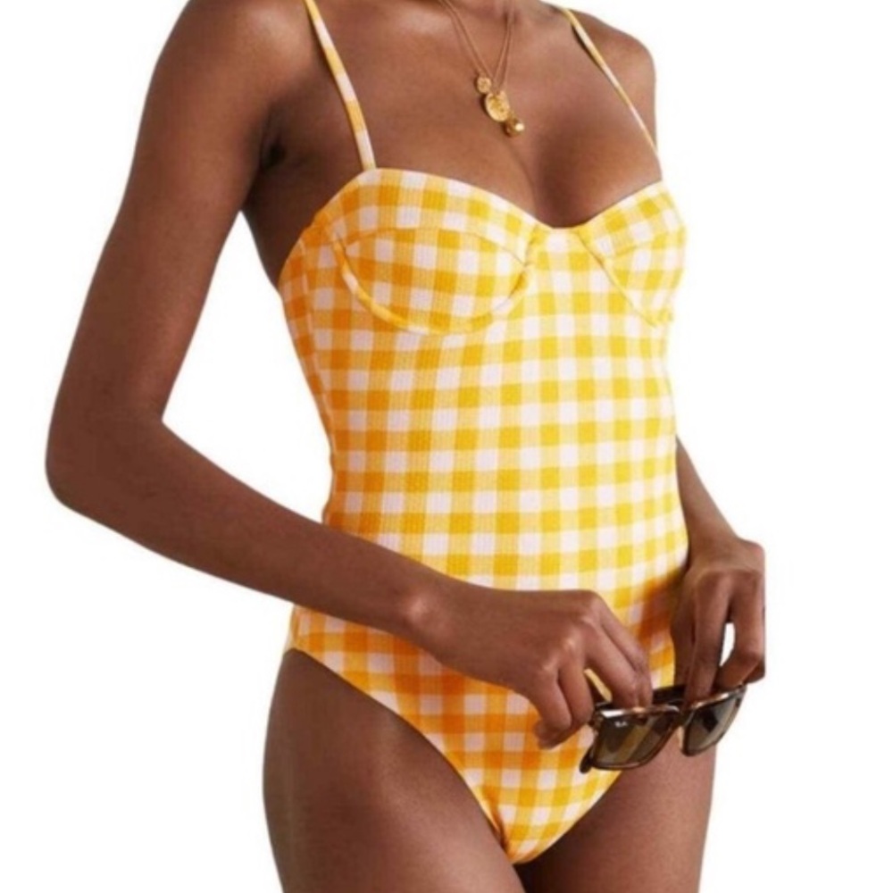 Faithfull the Brand Marigold Bea Gingham Underwire One Piece